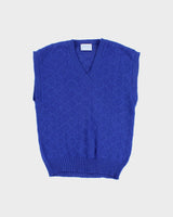 Vintage Blue Wool Knit Vest - XL