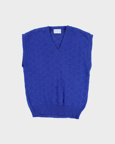 Vintage Blue Wool Knit Vest - XL