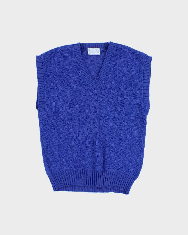 Vintage Blue Wool Knit Vest - XL