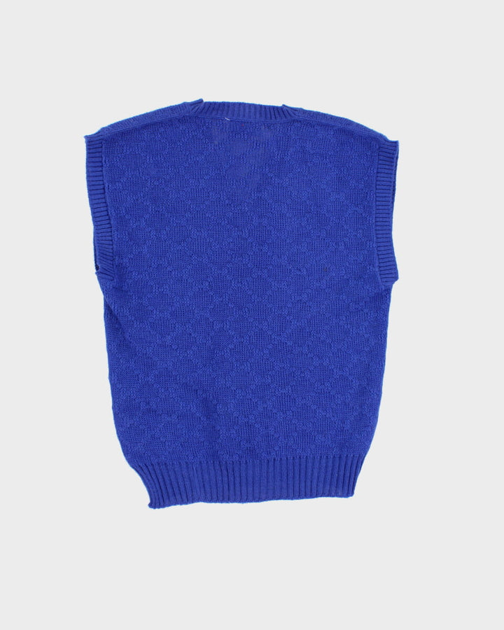 Vintage Blue Wool Knit Vest - XL