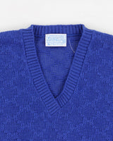 Vintage Blue Wool Knit Vest - XL