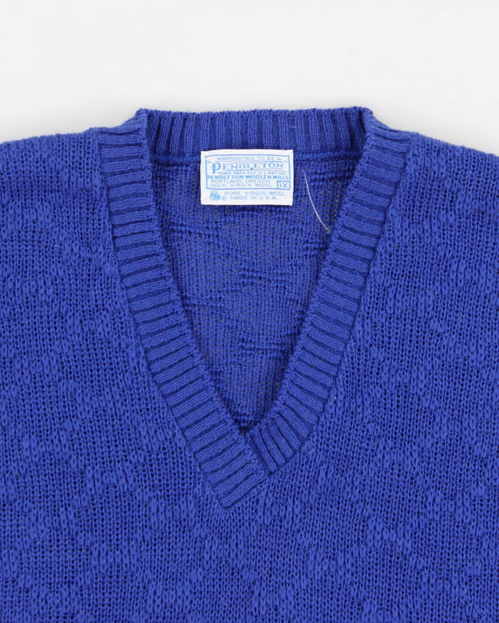 Vintage Blue Wool Knit Vest - XL