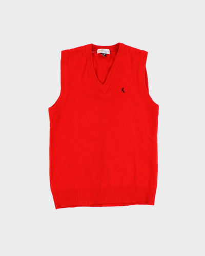 Vintage Red Wool Knit Vest - S