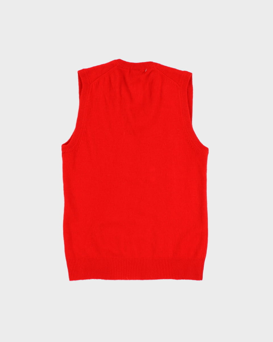 Vintage Red Wool Knit Vest - S