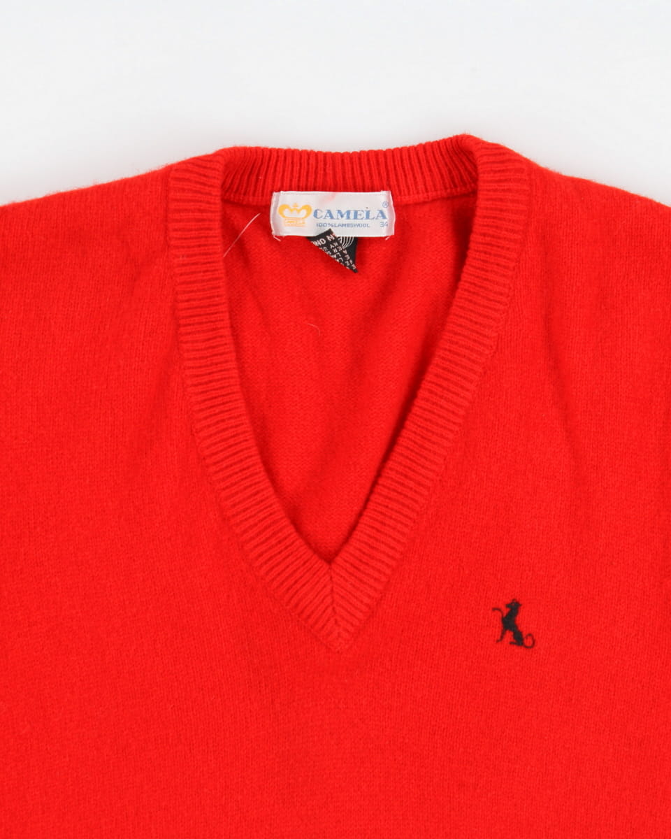Vintage Red Wool Knit Vest - S