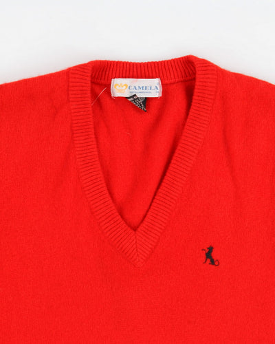 Vintage Red Wool Knit Vest - S
