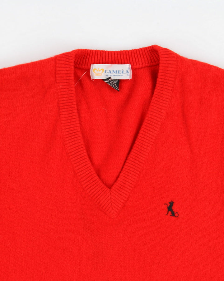Vintage Red Wool Knit Vest - S
