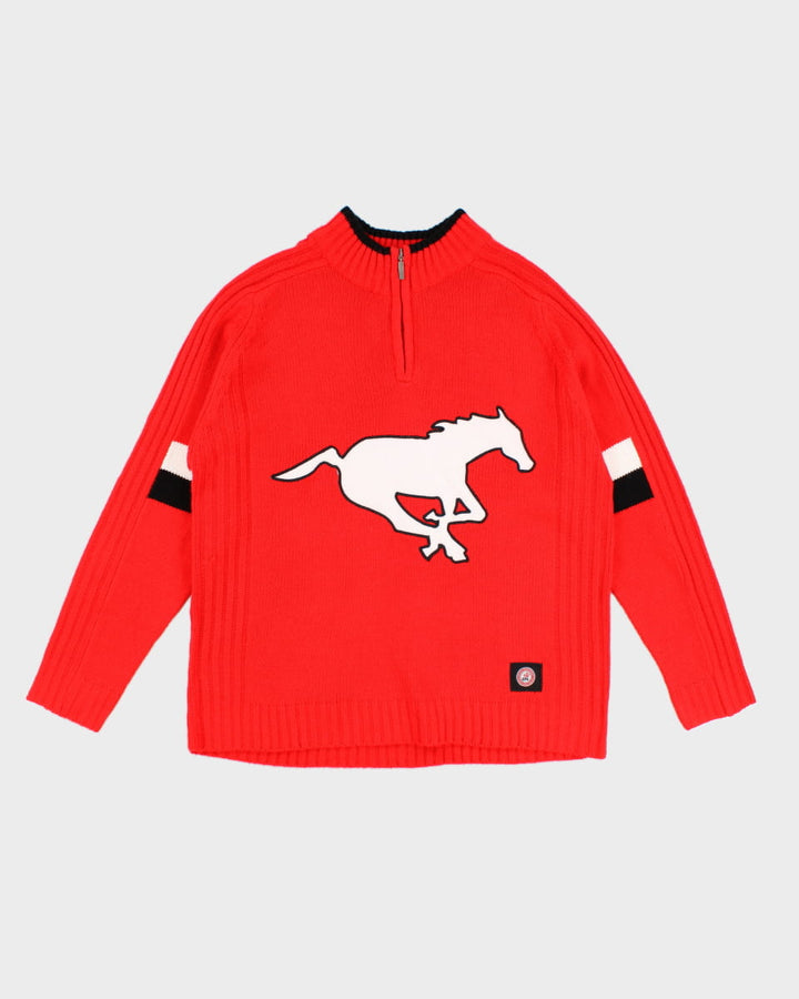 CFL Calgary Stampeders Quarter Zip Knit Sweatshirt - L