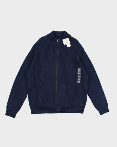 Calvin Klein Navy Zip Up Knit Jumper - XXL
