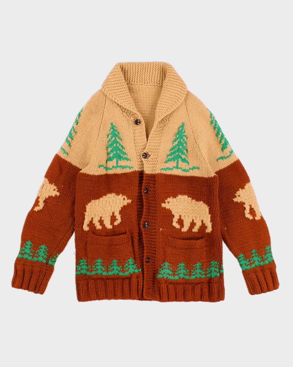 Vintage Handmade Chunky Knit Bear Cardigan - S