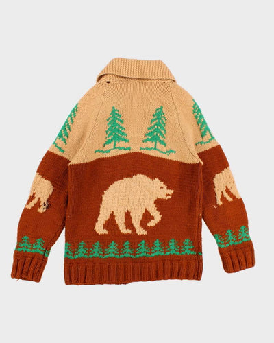 Vintage Handmade Chunky Knit Bear Cardigan - S