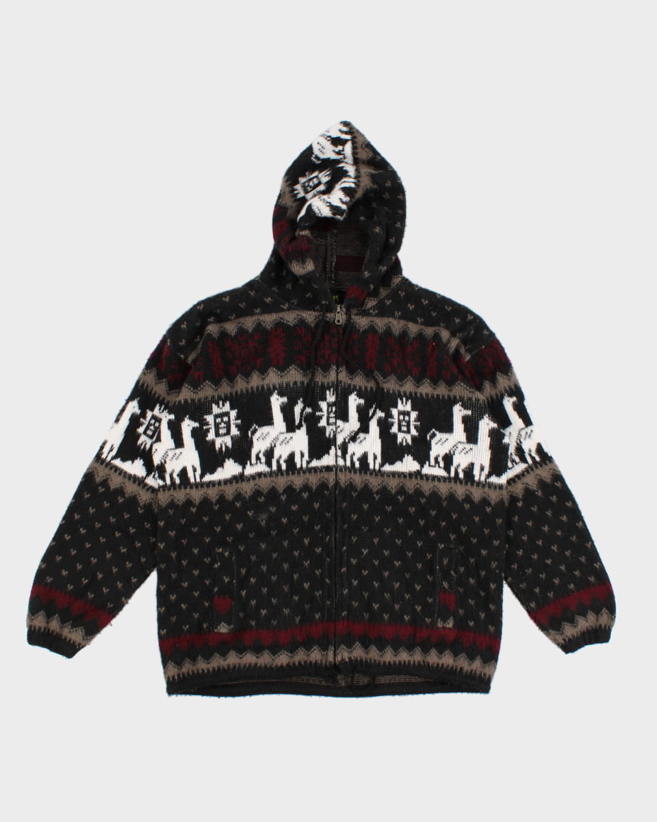 Vintage 90s Tejidos Ruminahui Hooded Sweater - M