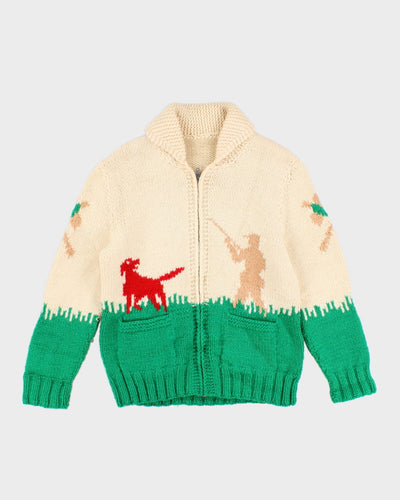 Chunky Knit Duck Hunting Zip Up Jumper - M