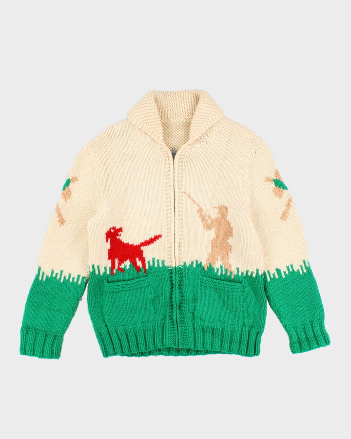 Chunky Knit Duck Hunting Zip Up Jumper - M