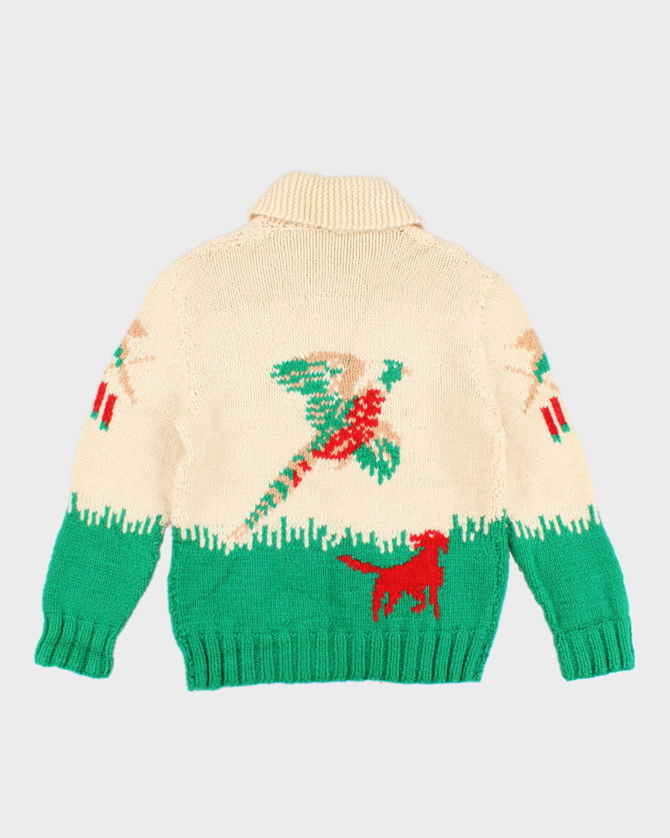 Chunky Knit Duck Hunting Zip Up Jumper - M