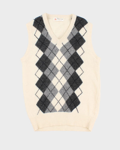 Vintage Kwon Shing Mens Cream Knitted Vest - L