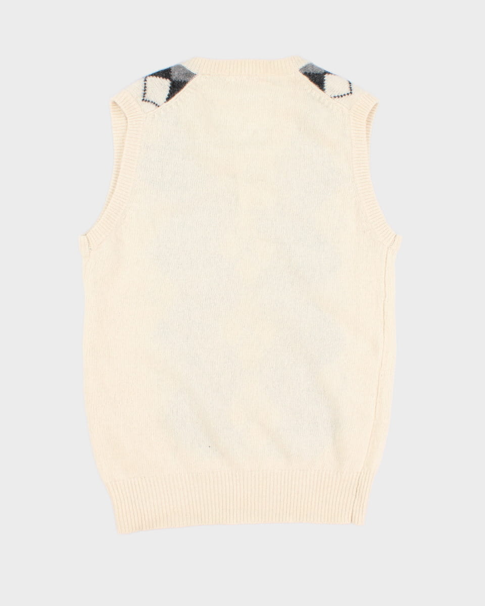 Vintage Kwon Shing Mens Cream Knitted Vest - L