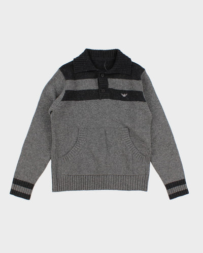 Men's Grey Giorgio Armani Knit Jumper - L