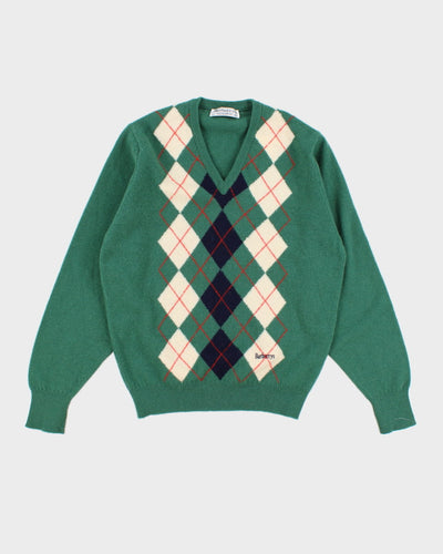 Vintage 90s Burberrys Lambswool Argyle Jumper - M