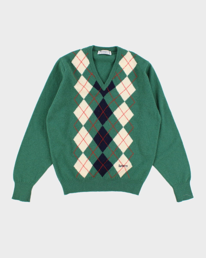 Vintage 90s Burberrys Lambswool Argyle Jumper - M