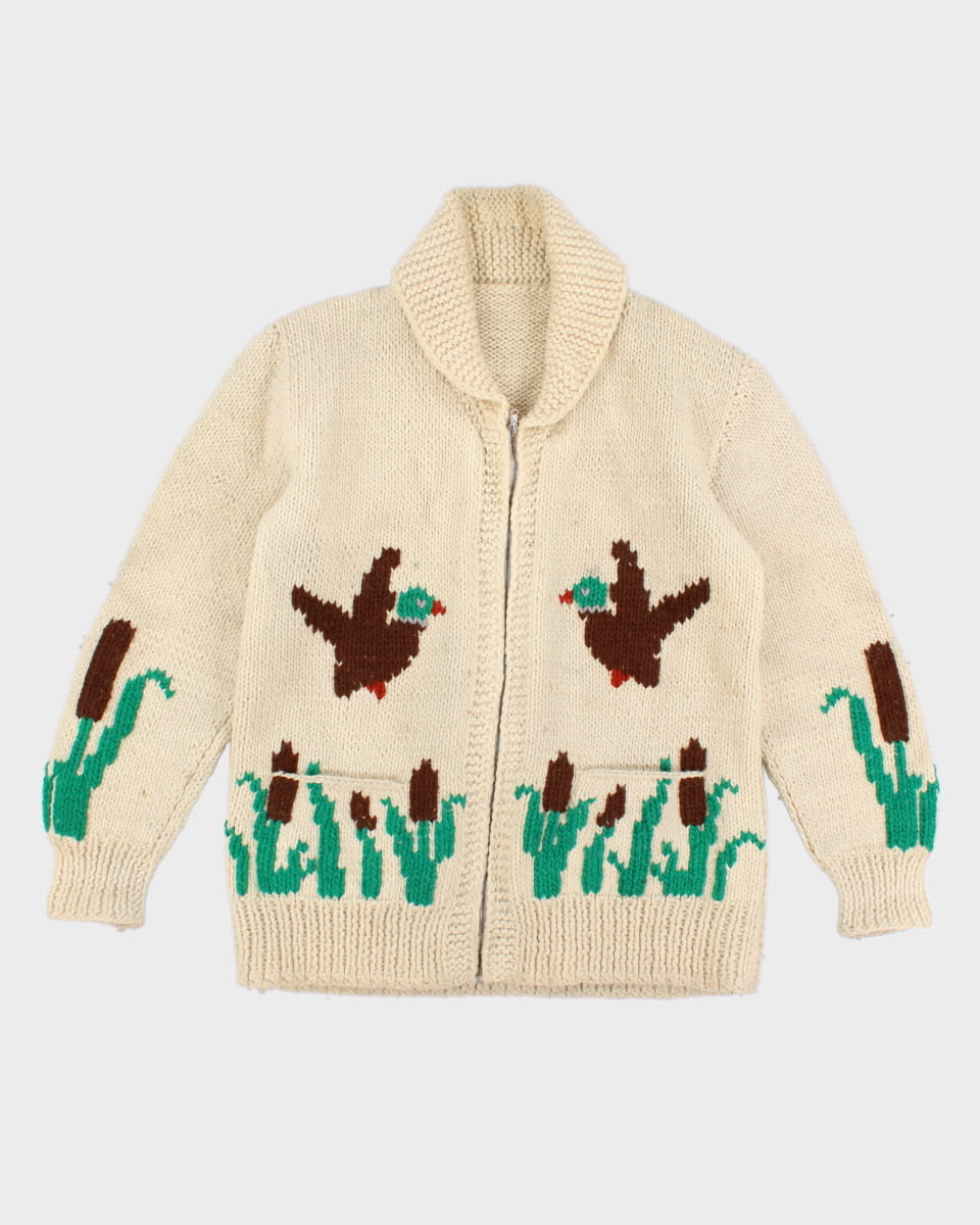 Vintage Chunky Knit Duck Zip Up - L