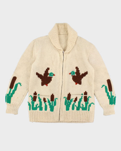 Vintage Chunky Knit Duck Zip Up - L