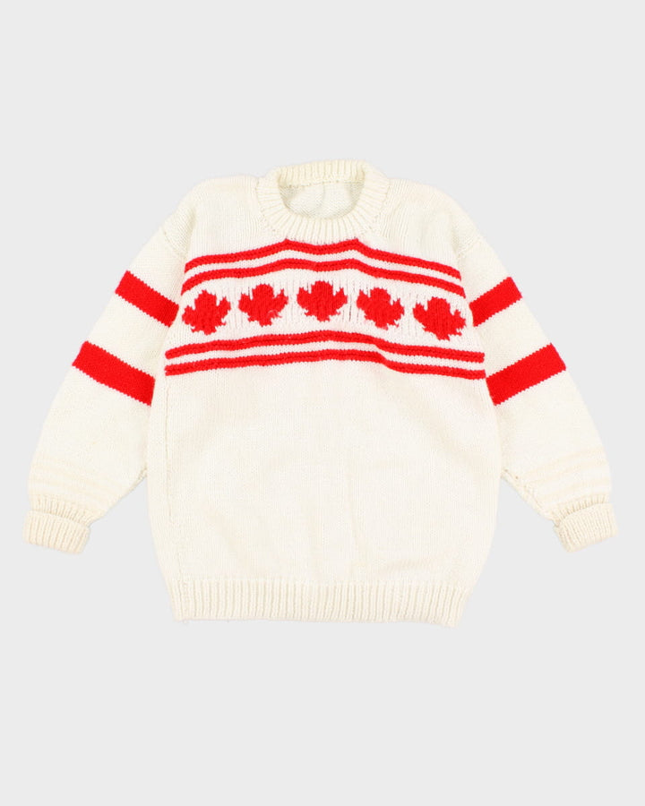 Handmade Knit Maple Leaf Jumper - L