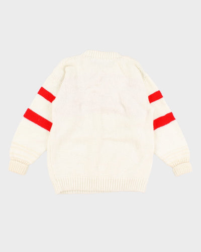 Handmade Knit Maple Leaf Jumper - L