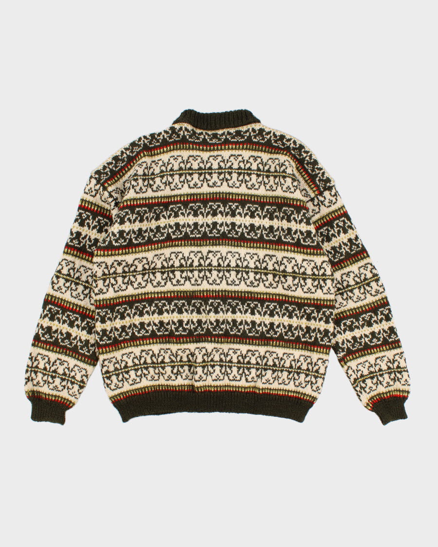 Vintage Rogaland Wharelag Handknit Norwegian Wool Cardigan - L