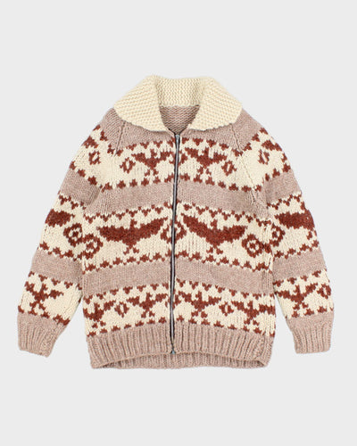 Vintage Handmade Chunky Zip Up Knit Jumper - L