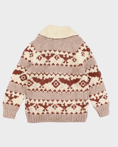 Vintage Handmade Chunky Zip Up Knit Jumper - L