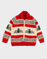 Vintage Handknit Red Patterned Cowichan - XL