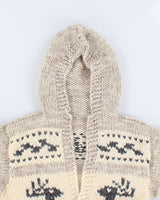 Men's Hand Knit Cream Chunky cardigan - M