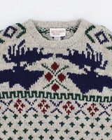 Men's Grey Patterned wool knit sweater - M