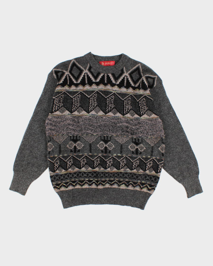 Men's Grey Patterned Knit sweater - L