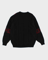 Men's Grey and Red Patterned Knit sweater - L