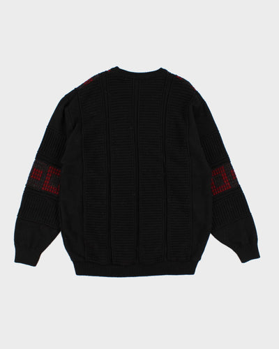 Men's Grey and Red Patterned Knit sweater - L