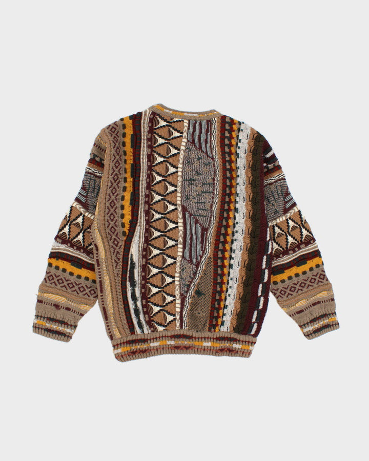 Vintage Abstract Textured Wool Jumper - XL