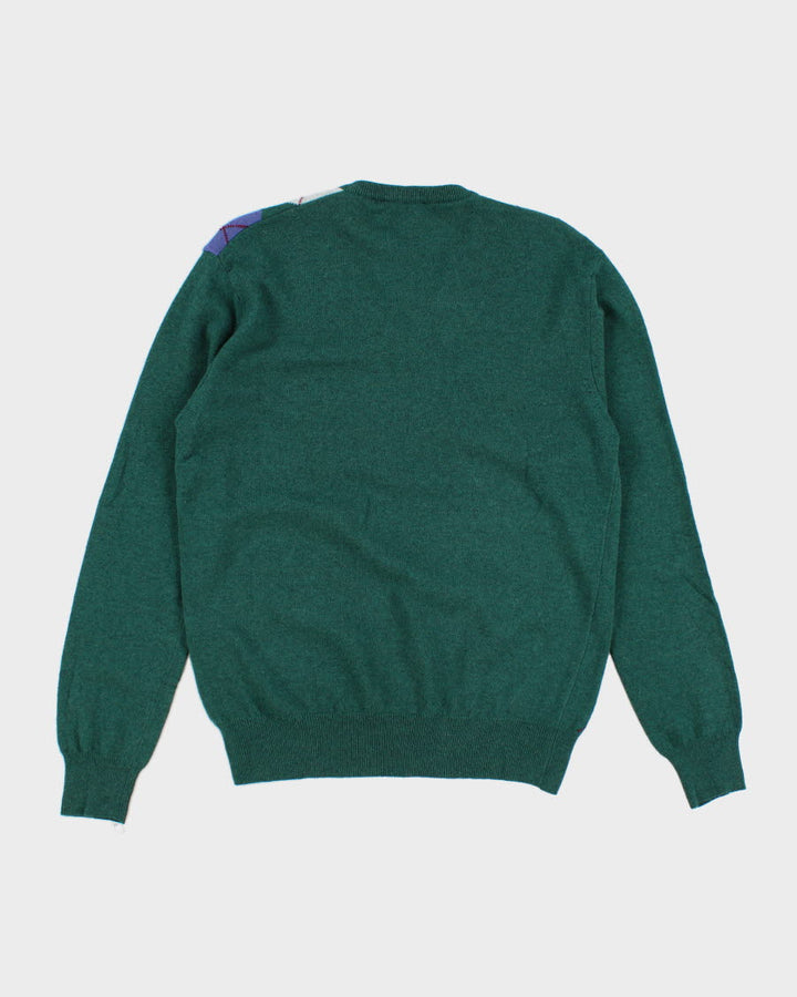 Byblos Bly Green Argyle Wool Blend Jumper - M