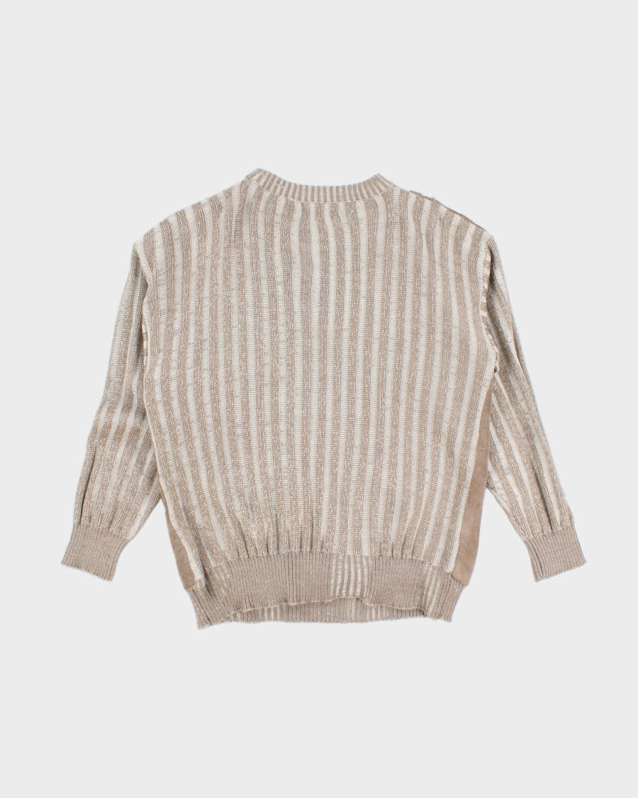 Vintage Men's Suede Western Knit Jumper - L