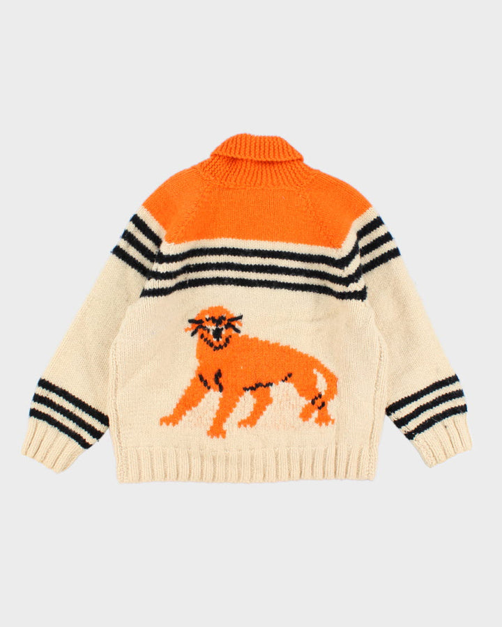 Men's Hand Knit zip Up Chunky Sweater - M