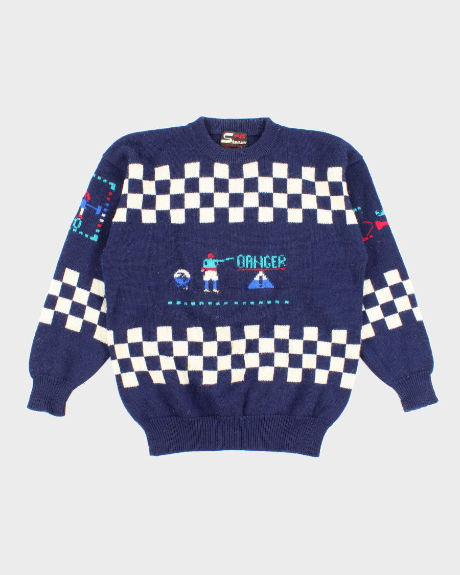 Vintage men's Patterned Knit Jumper - S