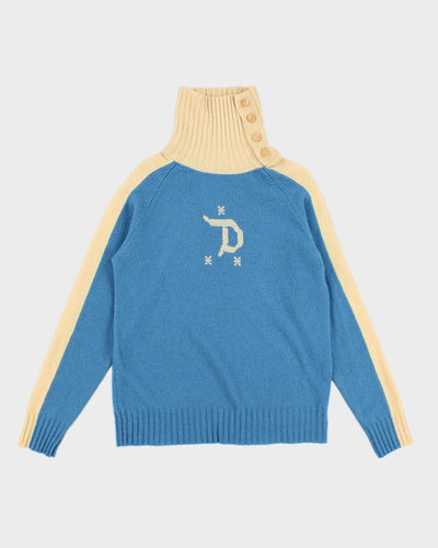 Men's Blue Diesel High Neck Wool Sweater - M