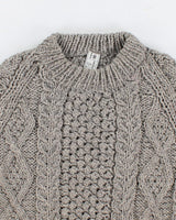 Mens Grey Chunky Cable Knit Wool Sweater - L