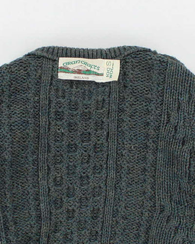 Men's Vintage Green Aran Wool Sweater - S