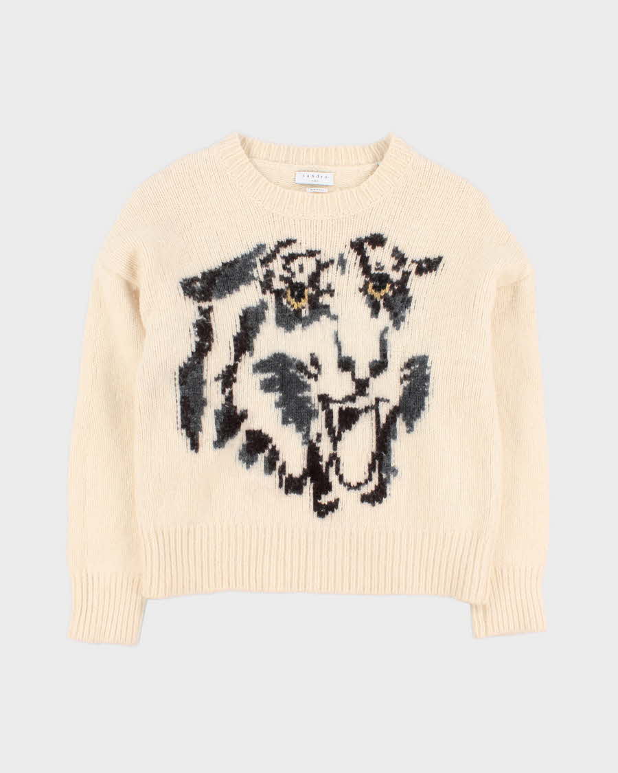 Mens Cream Knit Tiger Graphic Knit Jumper - s