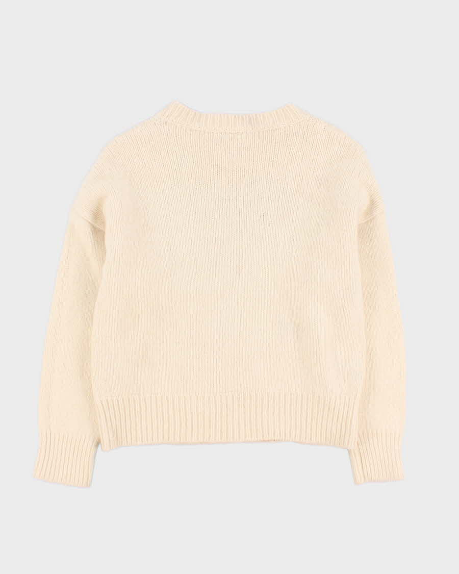 Mens Cream Knit Tiger Graphic Knit Jumper - s