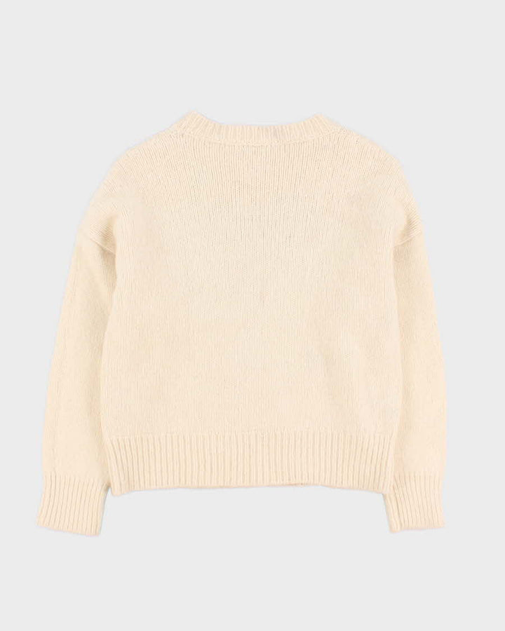 Mens Cream Knit Tiger Graphic Knit Jumper - s