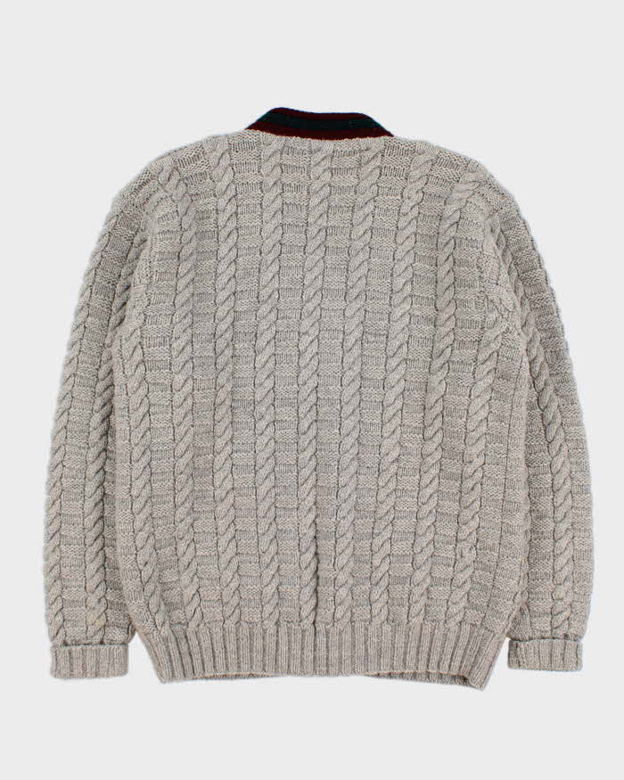 Mens Grey Ralph Lauren Cable Knit Cardigan - M