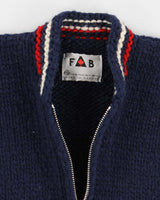 Vintage Men's Fab Navy Chunky Knit Cardigan - M